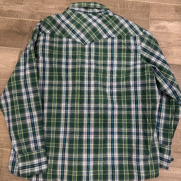 Wrangler Men’s XXL Green Plaid Western Pearl Snap Long Sleeve Shirt - Picture 5 of 5